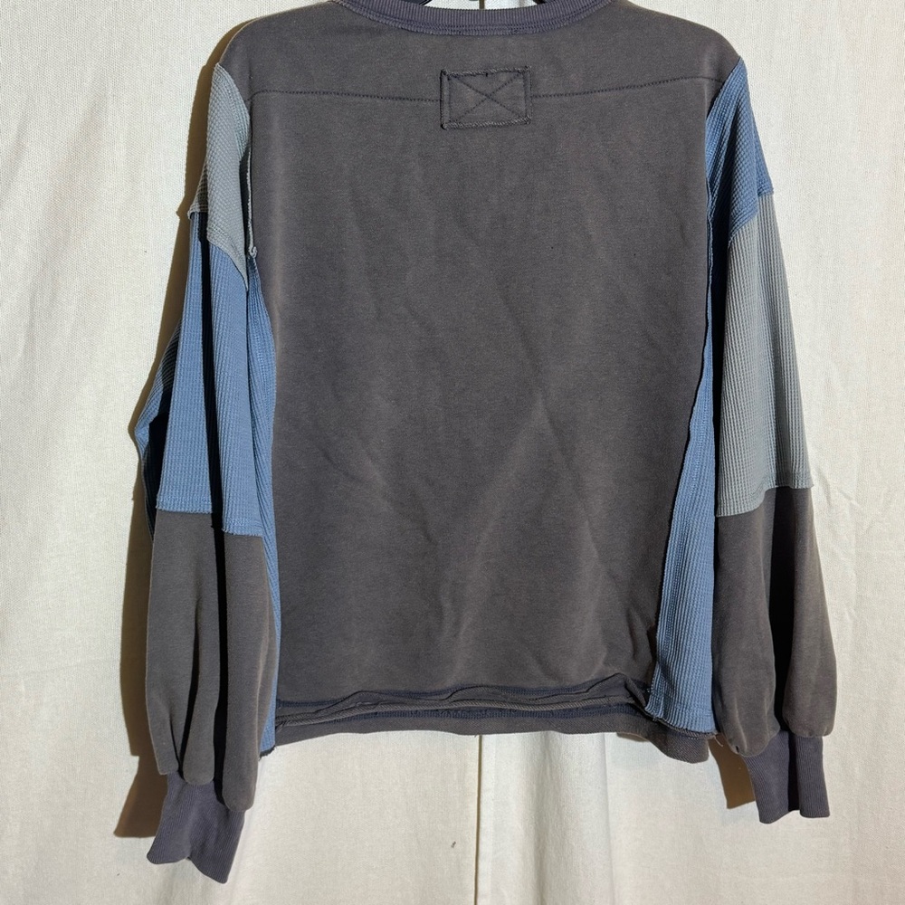 In Loom // Gray, Blue Patchwork Textured Sweatshi… - image 5